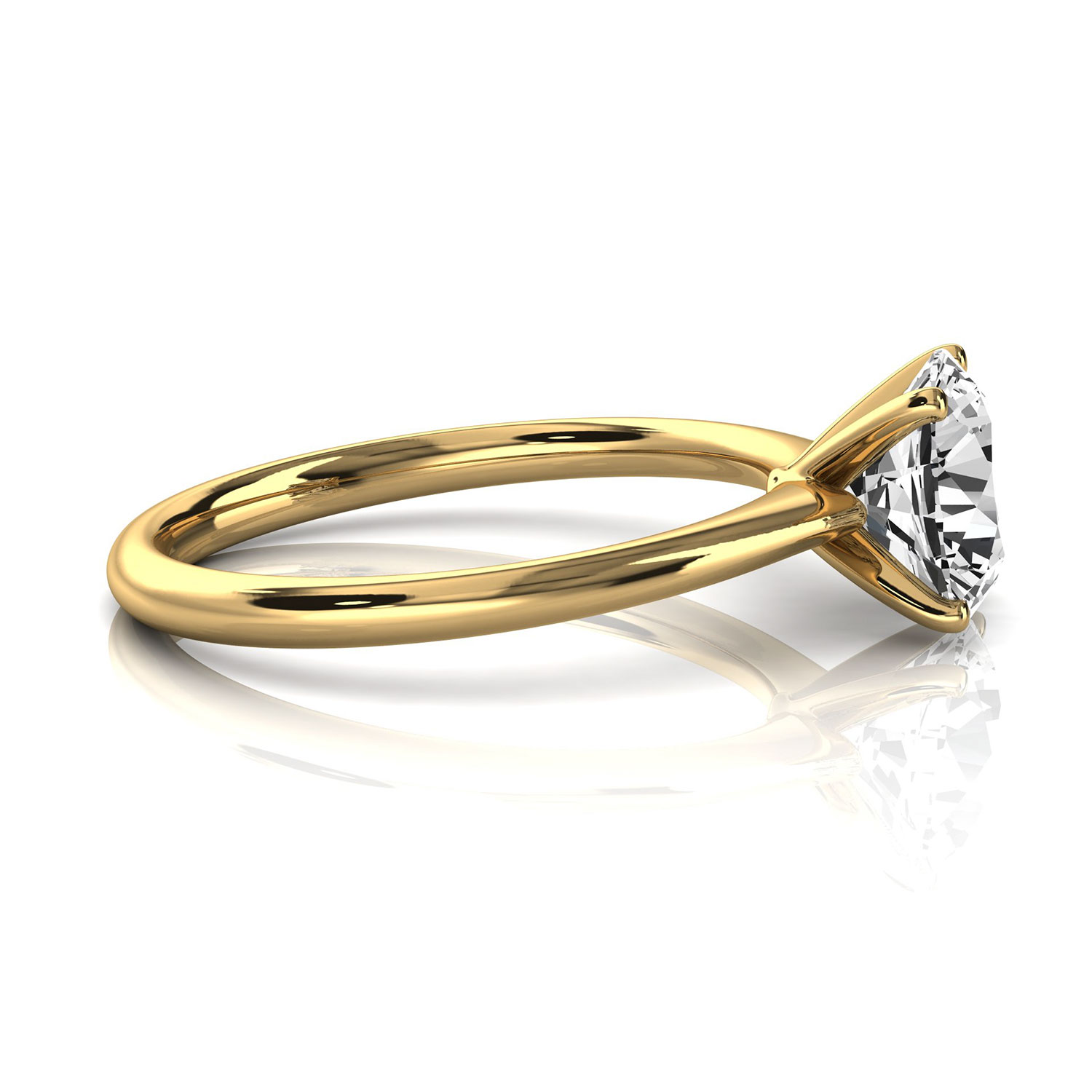 14K Yellow Gold Reli 2 MM Solitaire Ring